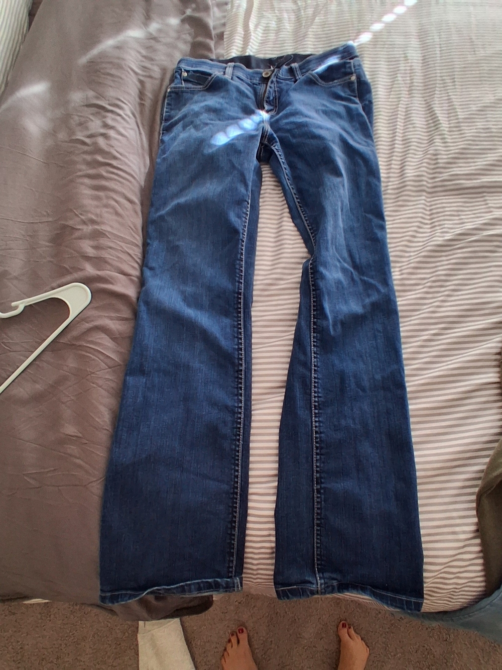 Wrangler Women's Blue Flared Jeans - Classic Wide Leg